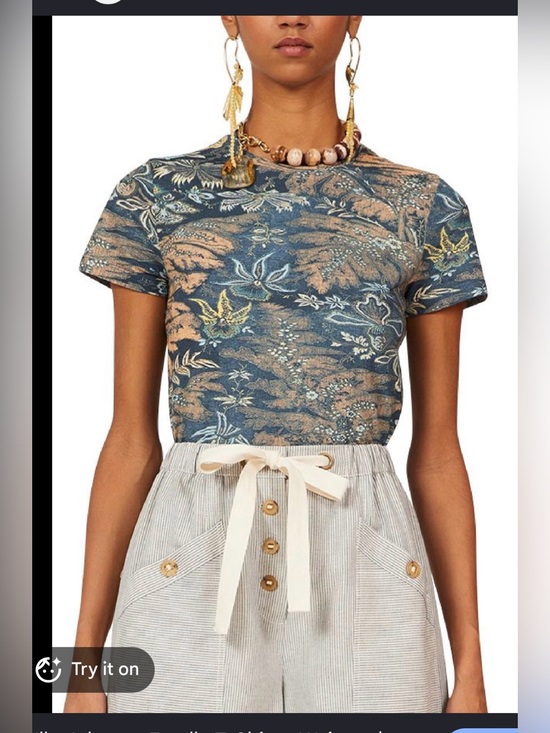 Ulla Johnson Tops - Ulla Johnson Estelle T-Shirt Waimea Resort Blue Floral Short Sleeve Tee